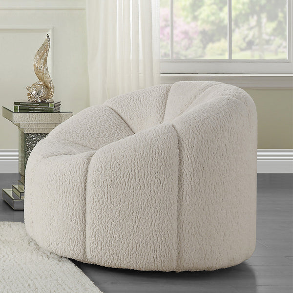 ACME Osmash White Teddy Sherpa Chair with Swivel Model LV00230
