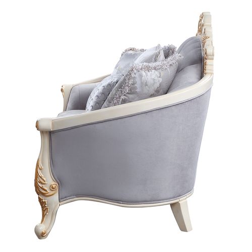 ACME Galelvith Gray Fabric Sofa with 6 Pillows Model LV00254