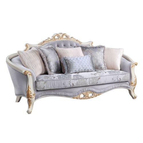 ACME Galelvith Gray Fabric Sofa with 6 Pillows Model LV00254