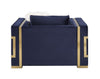 ACME Virrux Blue Velvet & Gold Chair with 2 Pillows Model LV00295