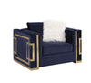 ACME Virrux Blue Velvet & Gold Chair with 2 Pillows Model LV00295