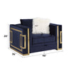 ACME Virrux Blue Velvet & Gold Chair with 2 Pillows Model LV00295