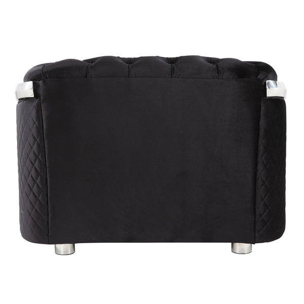 ACME Pyroden Black Velvet & Chrome Chair Model LV00298