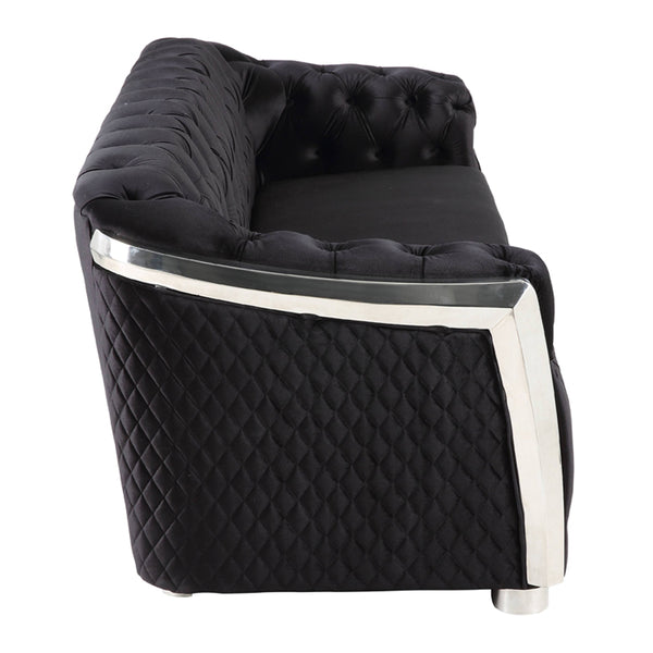 ACME Pyroden Black Velvet & Chrome Chair Model LV00298