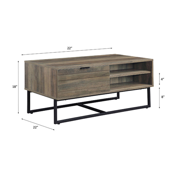 ACME Homare Rustic Oak & Black Coffee Table Model LV00323