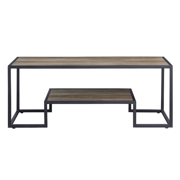 ACME Idella Rustic Oak & Black Coffee Table Model LV00324