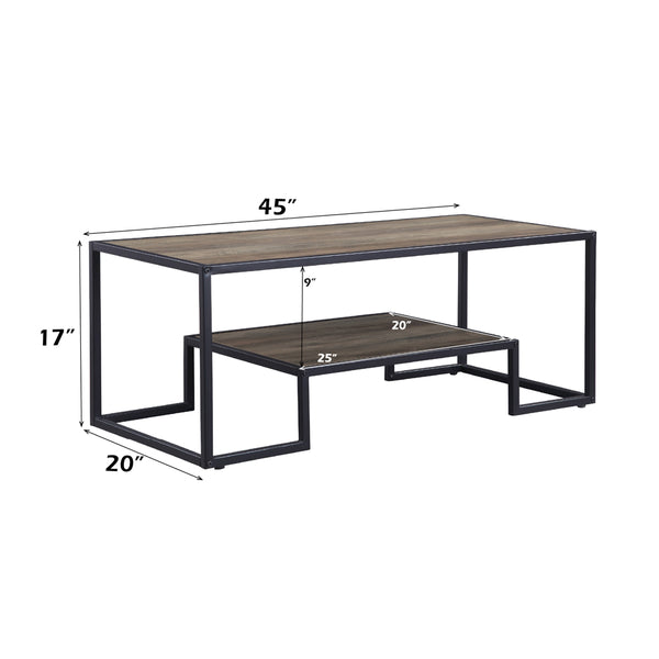 ACME Idella Rustic Oak & Black Coffee Table Model LV00324