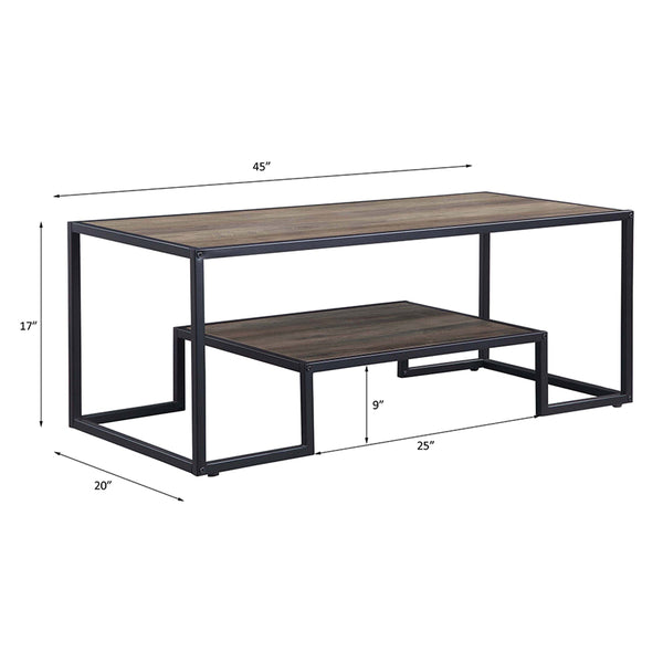 ACME Idella Rustic Oak & Black Coffee Table Model LV00324