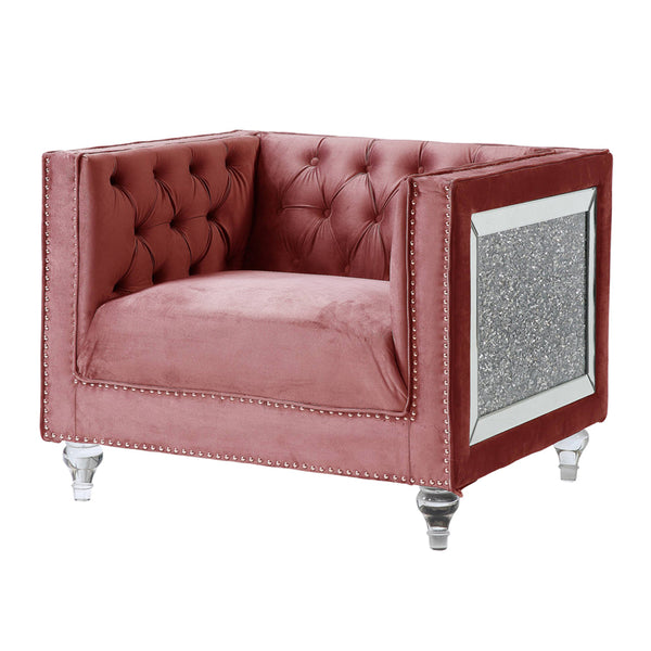 ACME HeiberoII Pink Velvet Chair Model LV00329