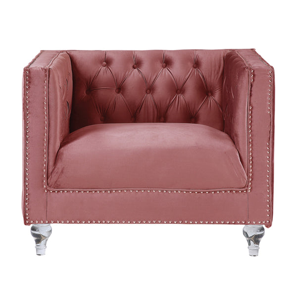 ACME HeiberoII Pink Velvet Chair Model LV00329