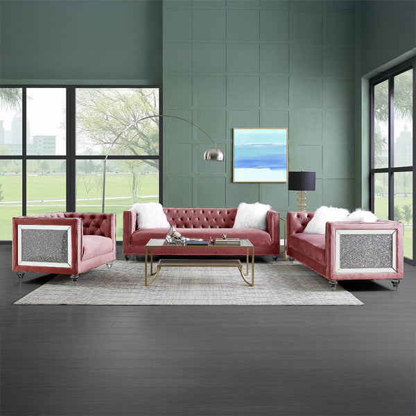 ACME HeiberoII Pink Velvet Chair Model LV00329