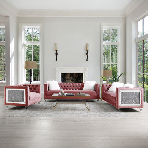 ACME HeiberoII Pink Velvet Chair Model LV00329