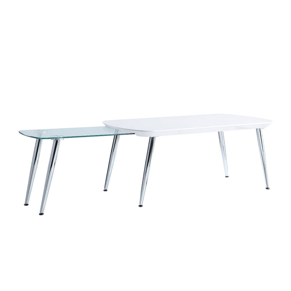 ACME Patina White & Chrome Coffee Table Model LV00363