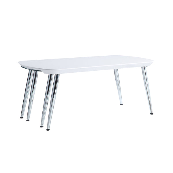 ACME Patina White & Chrome Coffee Table Model LV00363