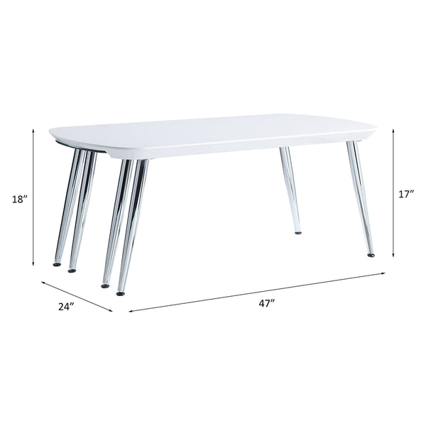 ACME Patina White & Chrome Coffee Table Model LV00363