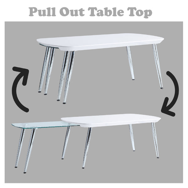 ACME Patina White & Chrome Coffee Table Model LV00363