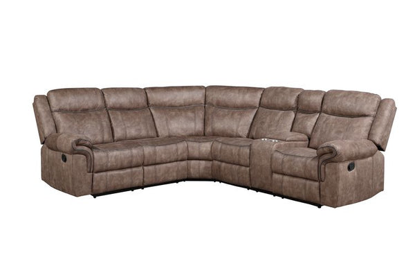 ACME Dollum Two Tone Chocolate Nubuck Motion Sectional Sofa Model LV00397