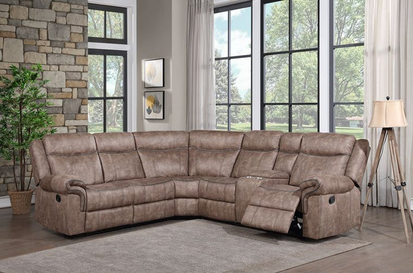 ACME Dollum Two Tone Chocolate Nubuck Motion Sectional Sofa Model LV00397