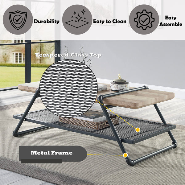 ACME Brantley Oak & Sandy Gray Coffee Table Model LV00430