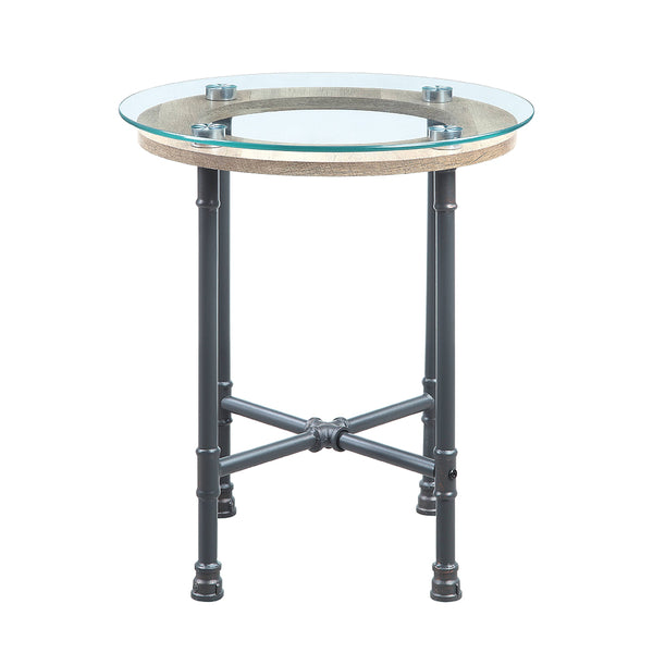 ACME Brantley Clear Glass & Sandy Gray End Table Model LV00436