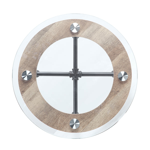 ACME Brantley Clear Glass & Sandy Gray End Table Model LV00436