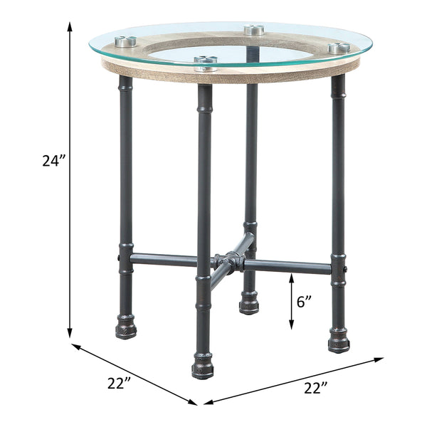 ACME Brantley Clear Glass & Sandy Gray End Table Model LV00436