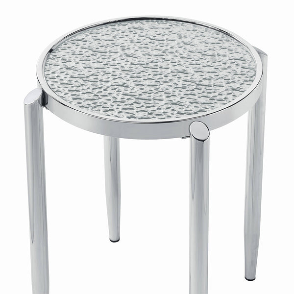 ACME Abbe Glass & Chrome End Table Model LV00573