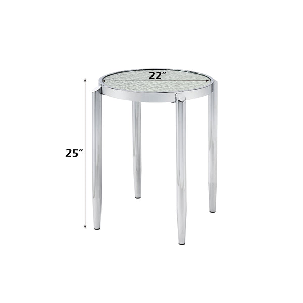 ACME Abbe Glass & Chrome End Table Model LV00573