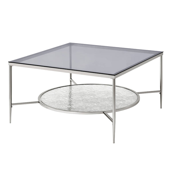 ACME Adelrik Glass & Chrome Coffee Table Model LV00574