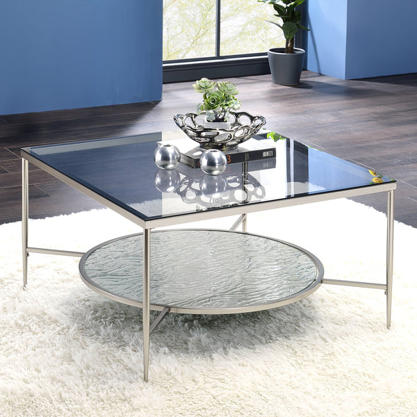 ACME Adelrik Glass & Chrome Coffee Table Model LV00574