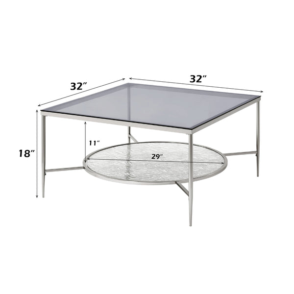 ACME Adelrik Glass & Chrome Coffee Table Model LV00574