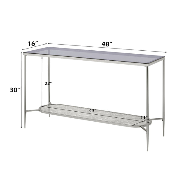 ACME Adelrik Glass & Chrome Sofa Table Model LV00576