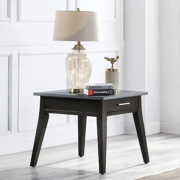 ACME Zemocryss Sintered Stone Top Marble Top & Dark Brown End Table Model LV00609