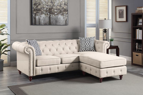 ACME Waldina Beige Fabric Reversible Sectional Sofa Model LV00643