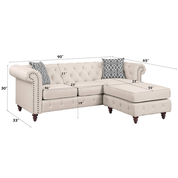 ACME Waldina Beige Fabric Reversible Sectional Sofa Model LV00643