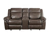 ACME Lydia Brown Leather Aire Motion Loveseat with USB Port & Console Model LV00655