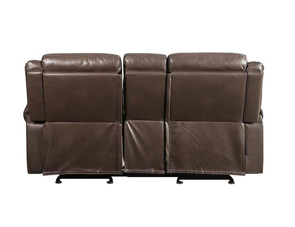 ACME Lydia Brown Leather Aire Motion Loveseat with USB Port & Console Model LV00655