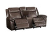 ACME Lydia Brown Leather Aire Motion Loveseat with USB Port & Console Model LV00655