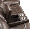 ACME Lydia Brown Leather Aire Motion Loveseat with USB Port & Console Model LV00655