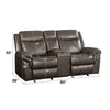 ACME Lydia Brown Leather Aire Motion Loveseat with USB Port & Console Model LV00655