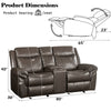 ACME Lydia Brown Leather Aire Motion Loveseat with USB Port & Console Model LV00655