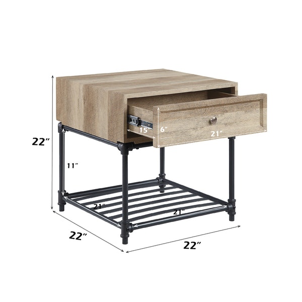 ACME Brantley Oak & Sandy Black End Table Model LV00749