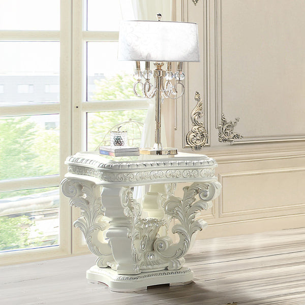 ACME Vanaheim Antique White End Table Model LV00801