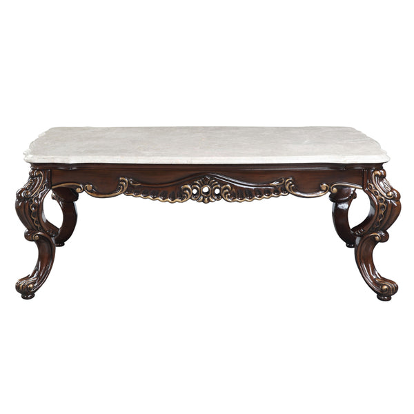 ACME Benbek Marble & Antique Oak Coffee Table Model LV00812