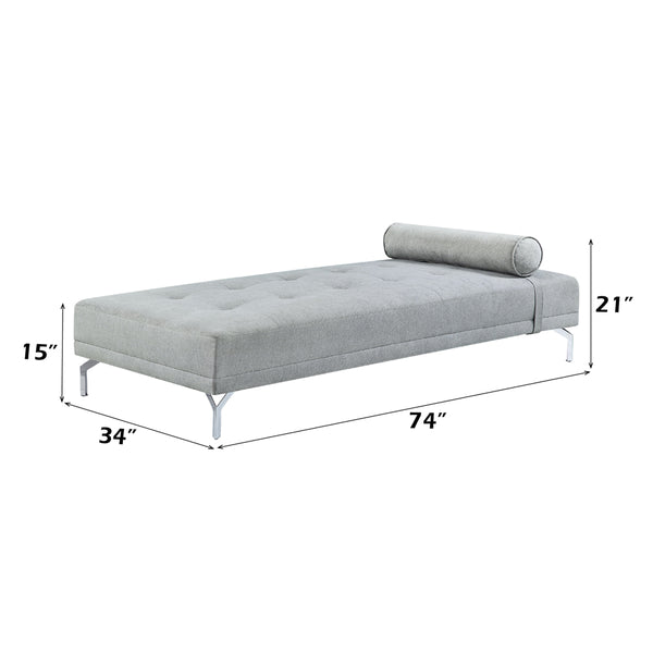 ACME Quenti Gray Melange Velvet Sofa Bed with Pillow Model LV00826