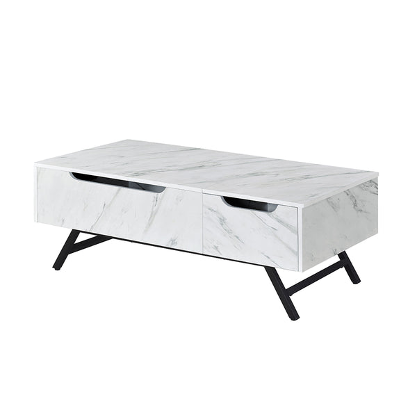 ACME Throm White Marble Grain Coffee Table with Lift Top Model LV00830