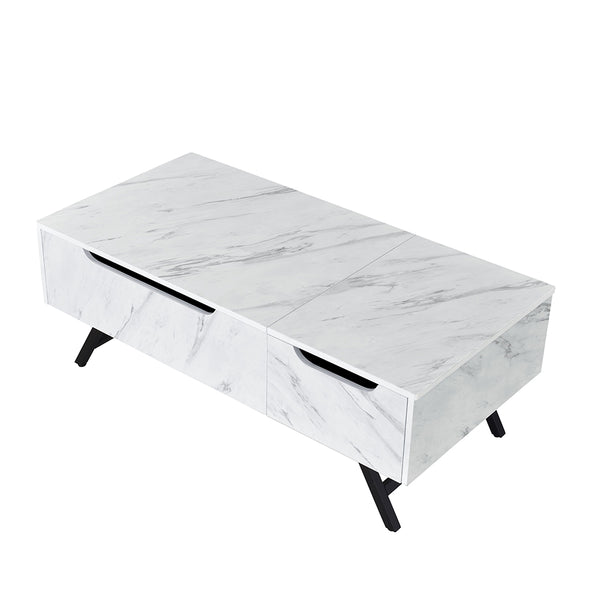 ACME Throm White Marble Grain Coffee Table with Lift Top Model LV00830