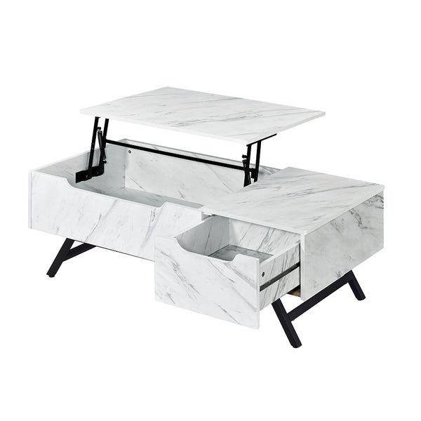 ACME Throm White Marble Grain Coffee Table with Lift Top Model LV00830