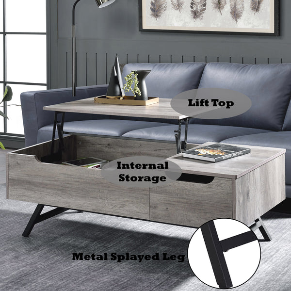 ACME Throm Gray Oak Coffee Table with Lift Top Model LV00832