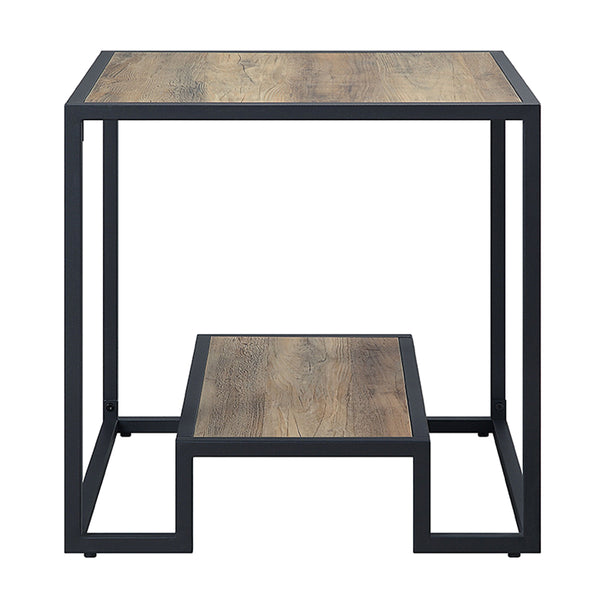 ACME Idella Rustic Oak & Black End Table Model LV00886